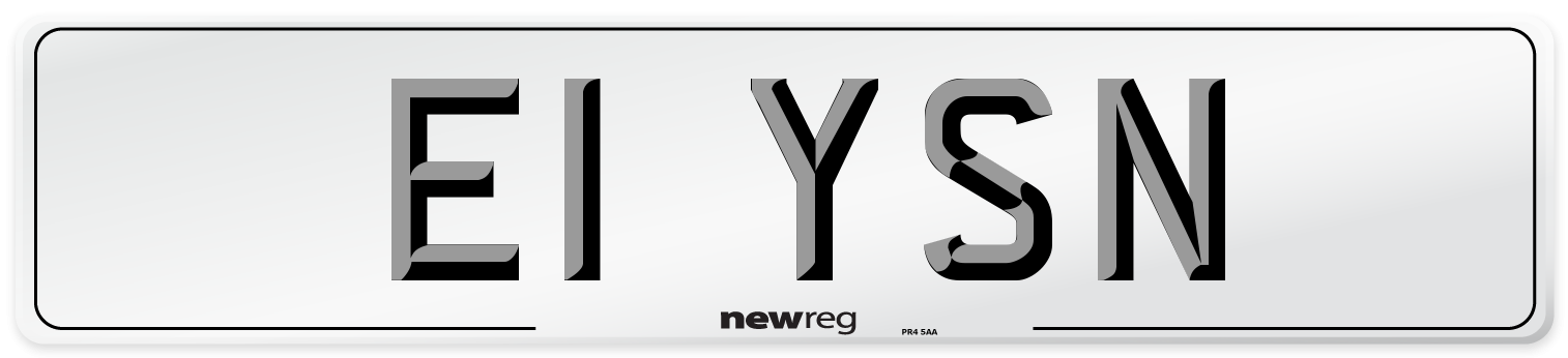 E1 YSN Number Plate from New Reg